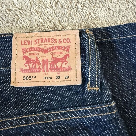 Levi’s 505 Dark Wash Jeans 28 x 28 Regular Straight Leg Denim Boys Size 16 - Picture 5 of 9